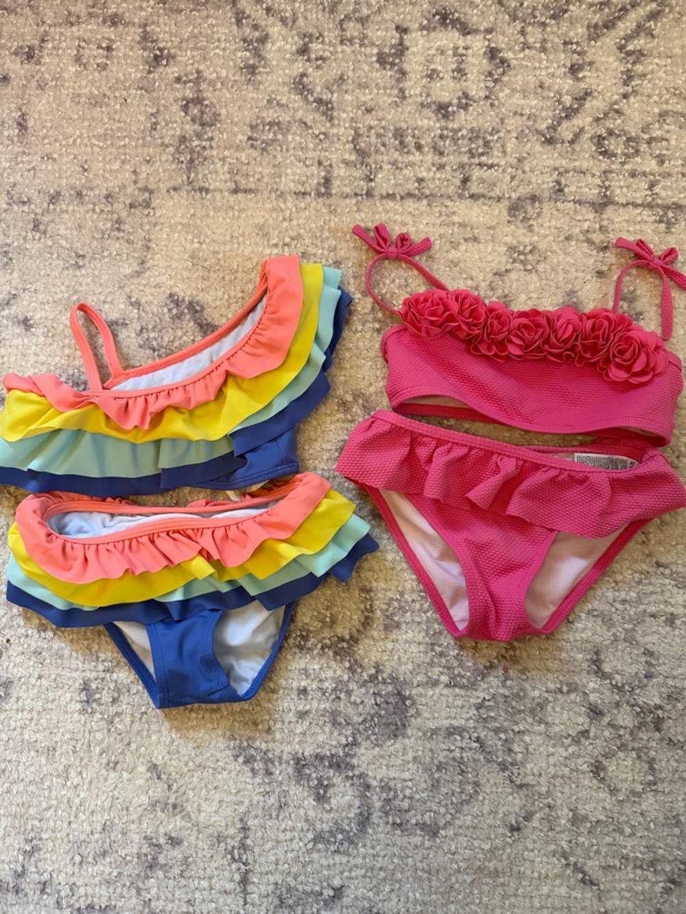 Girls' Ruffled Rainbow Bikini + Pink Floral Ruffle Bikini Set: Janie and Jack